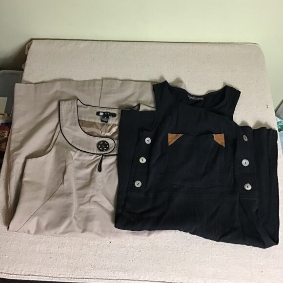 Carole Little Women Dresses Lot of 2 tan Sz10 Black(no sz tag) - Picture 2 of 15